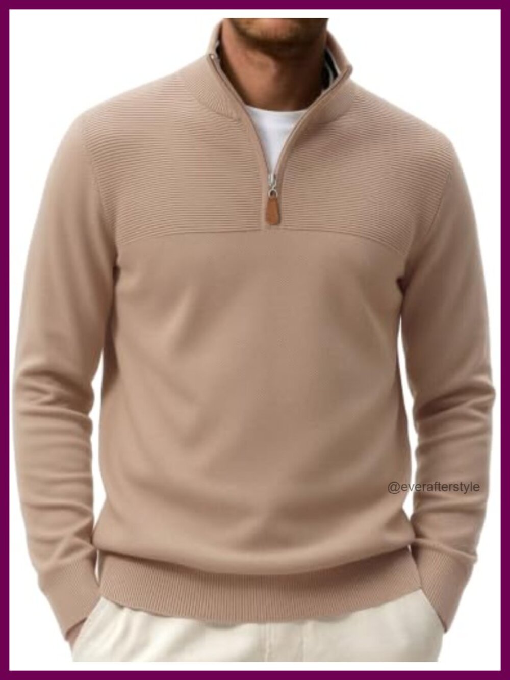 Men's Quarter Zip Knit Pullover Sweater Lightweight Casual